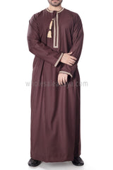 Men's Omani Thoube with Embroidery and Designer Tassel Brown