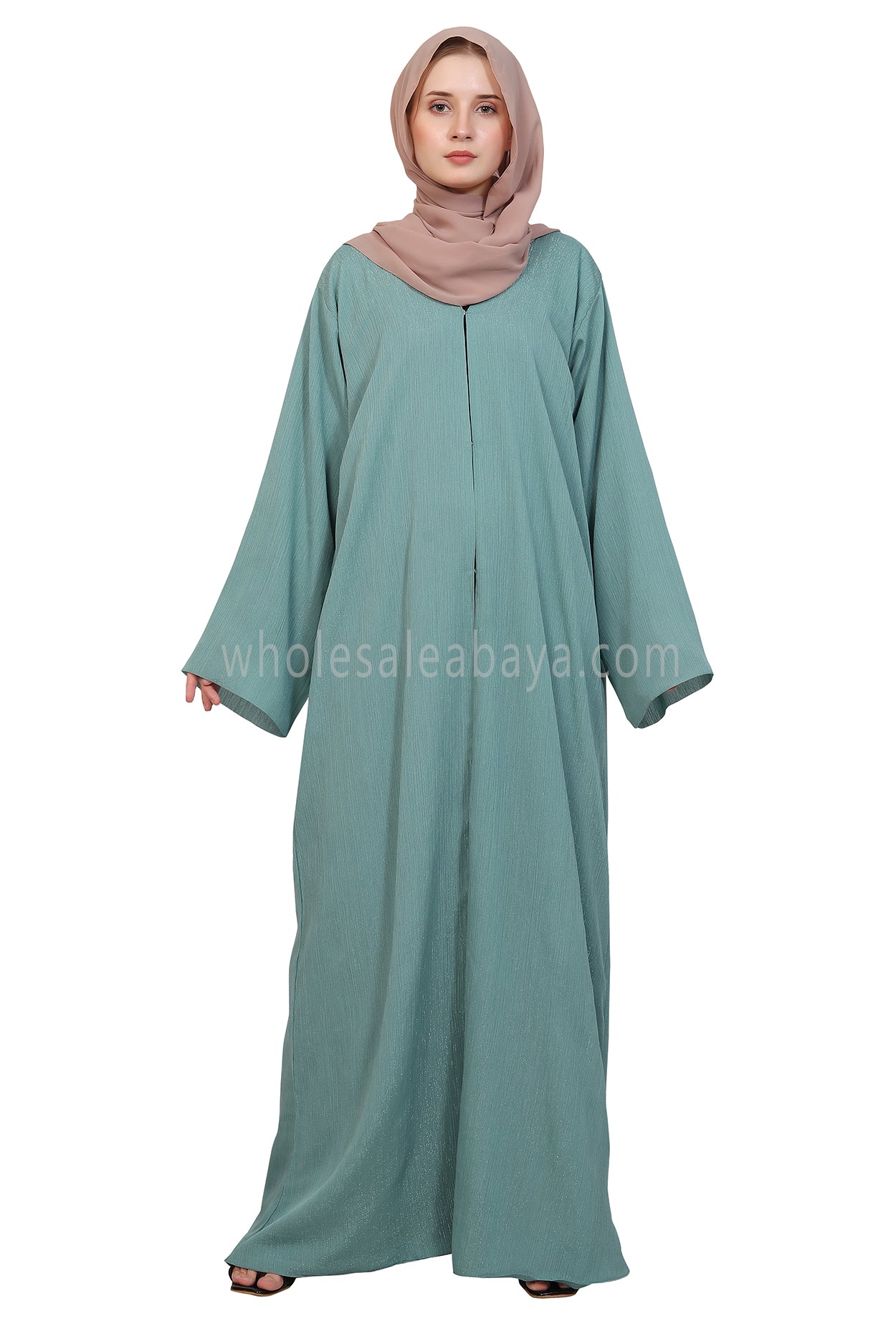 Chiffon Metallic Open Abaya