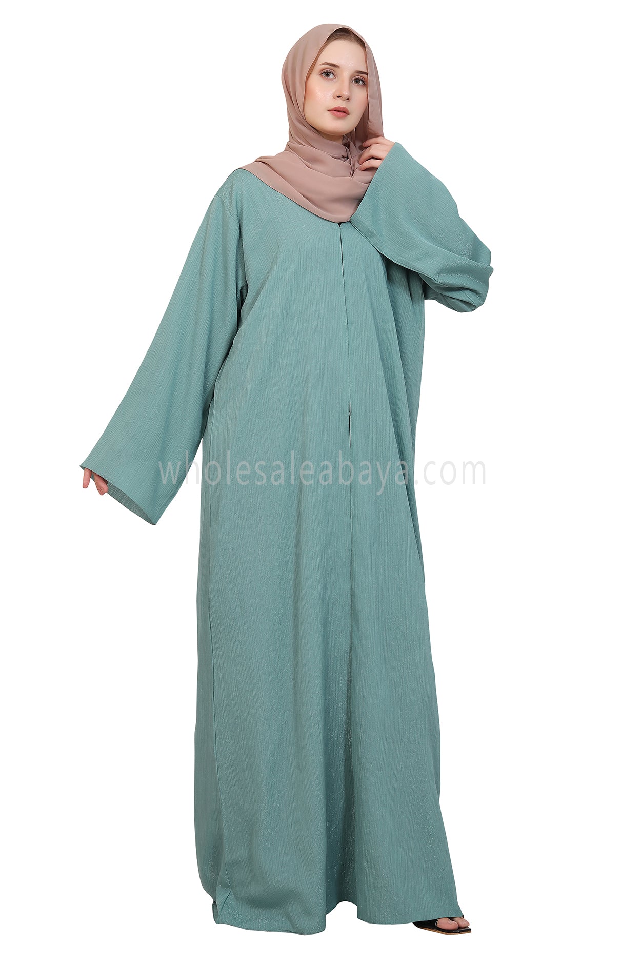 Chiffon Metallic Open Abaya