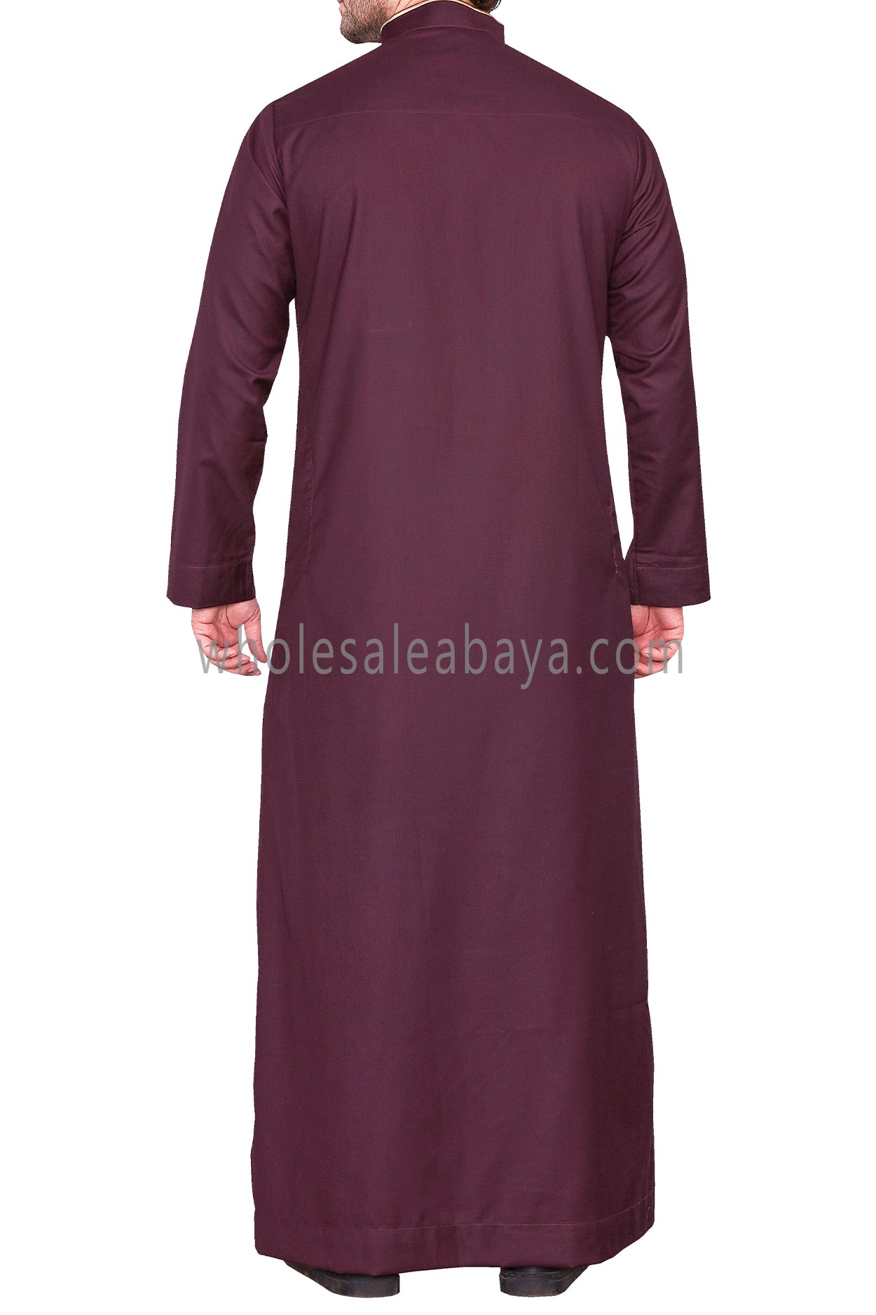 Elegant Men's Collar Thoube With Embroidery Burgundy