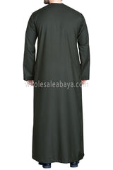 Men's Premium Emirati Thoube  With Buttons & Tassel Forest Green