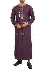 Men's Embroidered Omani Thoube With Tassel 90074 Burgundy