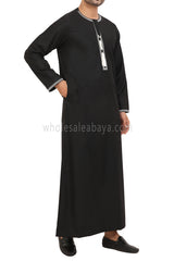 Men's Embroidered Omani Thoube With Tassel 90074 Black