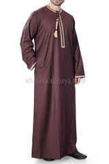 Men's Omani Thoube with Embroidery and Designer Tassel Brown