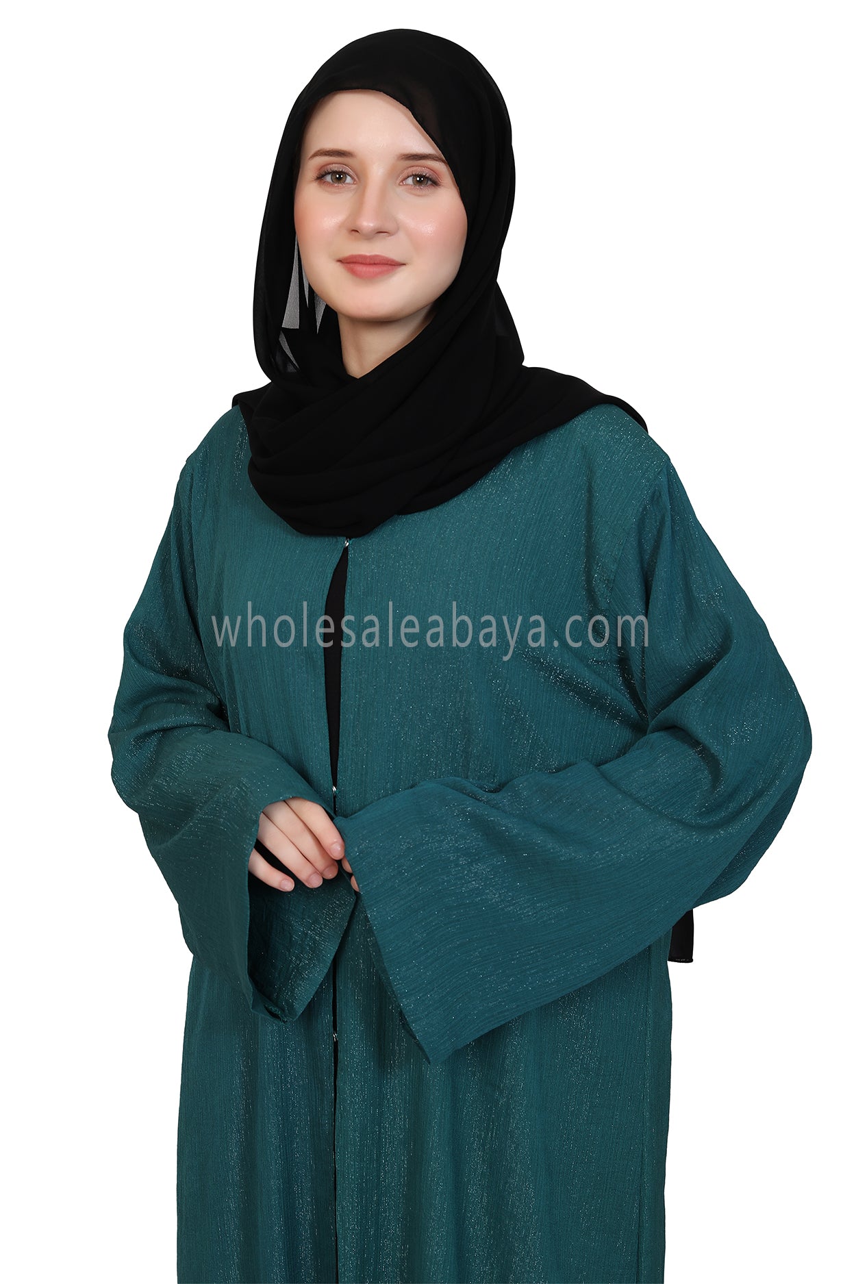 Chiffon Metallic Open Abaya