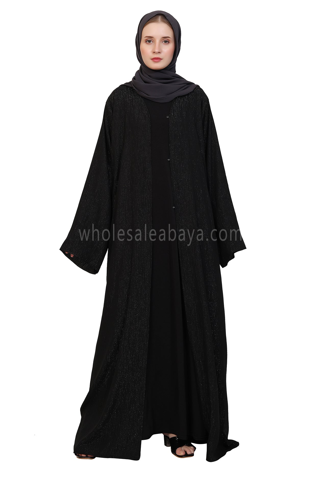 Chiffon Metallic Open Abaya