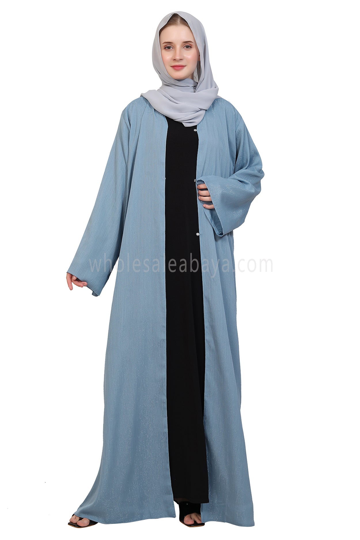 Chiffon Metallic Open Abaya