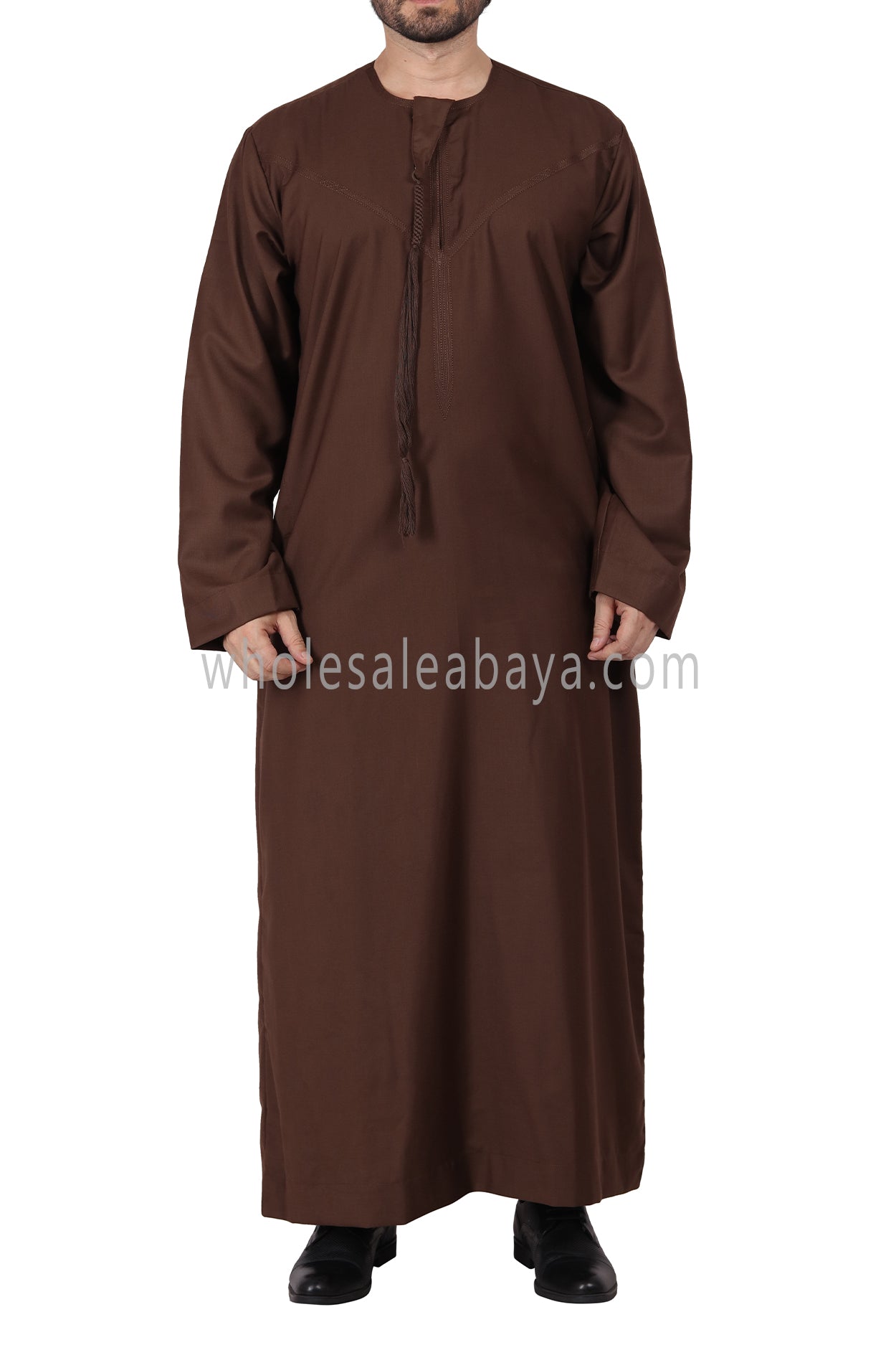 Premium Omani Thoube with Zip and Designer Tassel Brown Colour