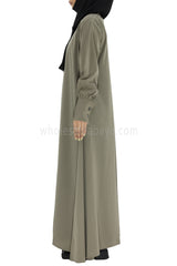 Women's Umbrella Abaya with Cuffed Sleeves Smoke Grey