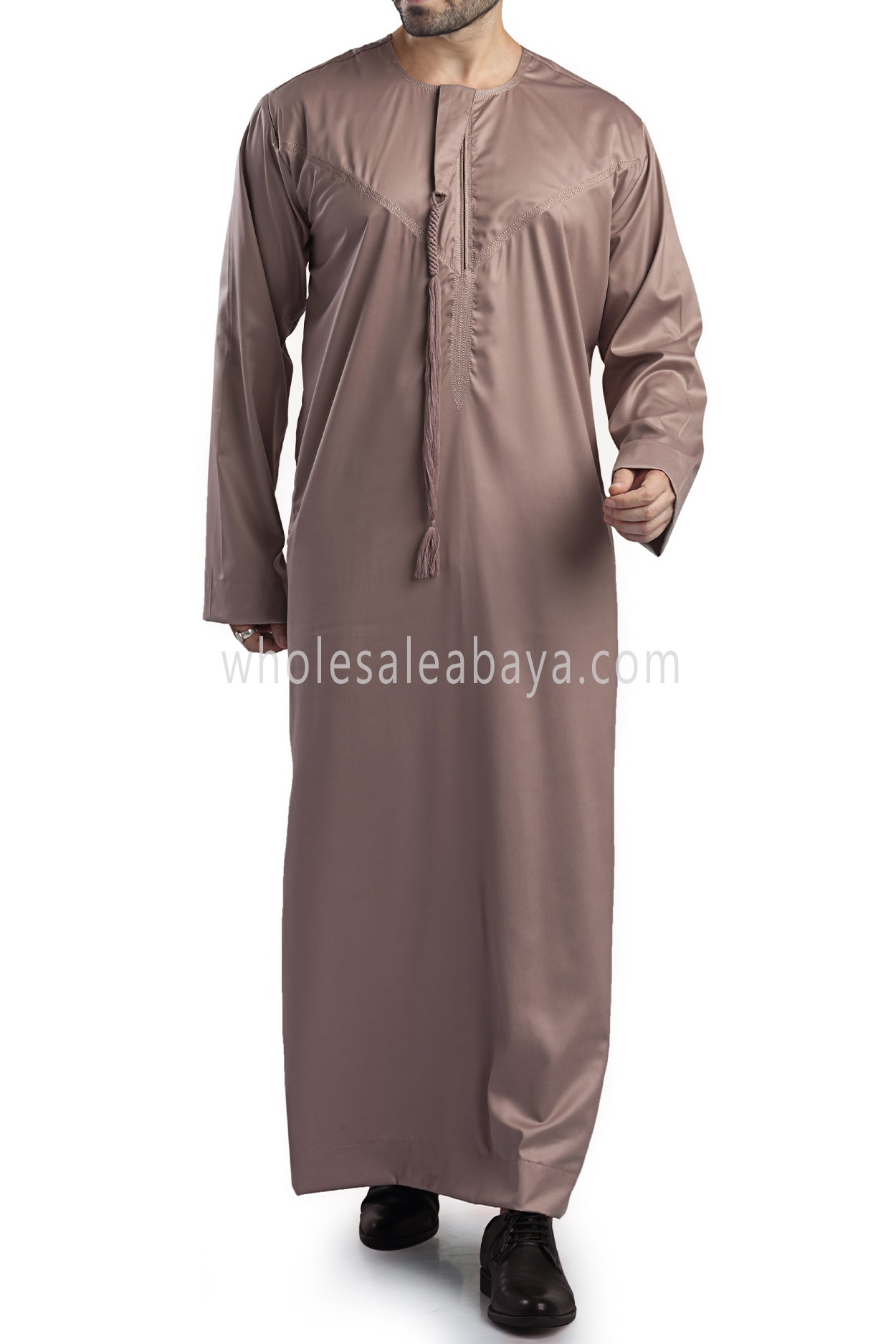 Men's Shiny Omani Thoube with Designer Tassel Mocha Brown