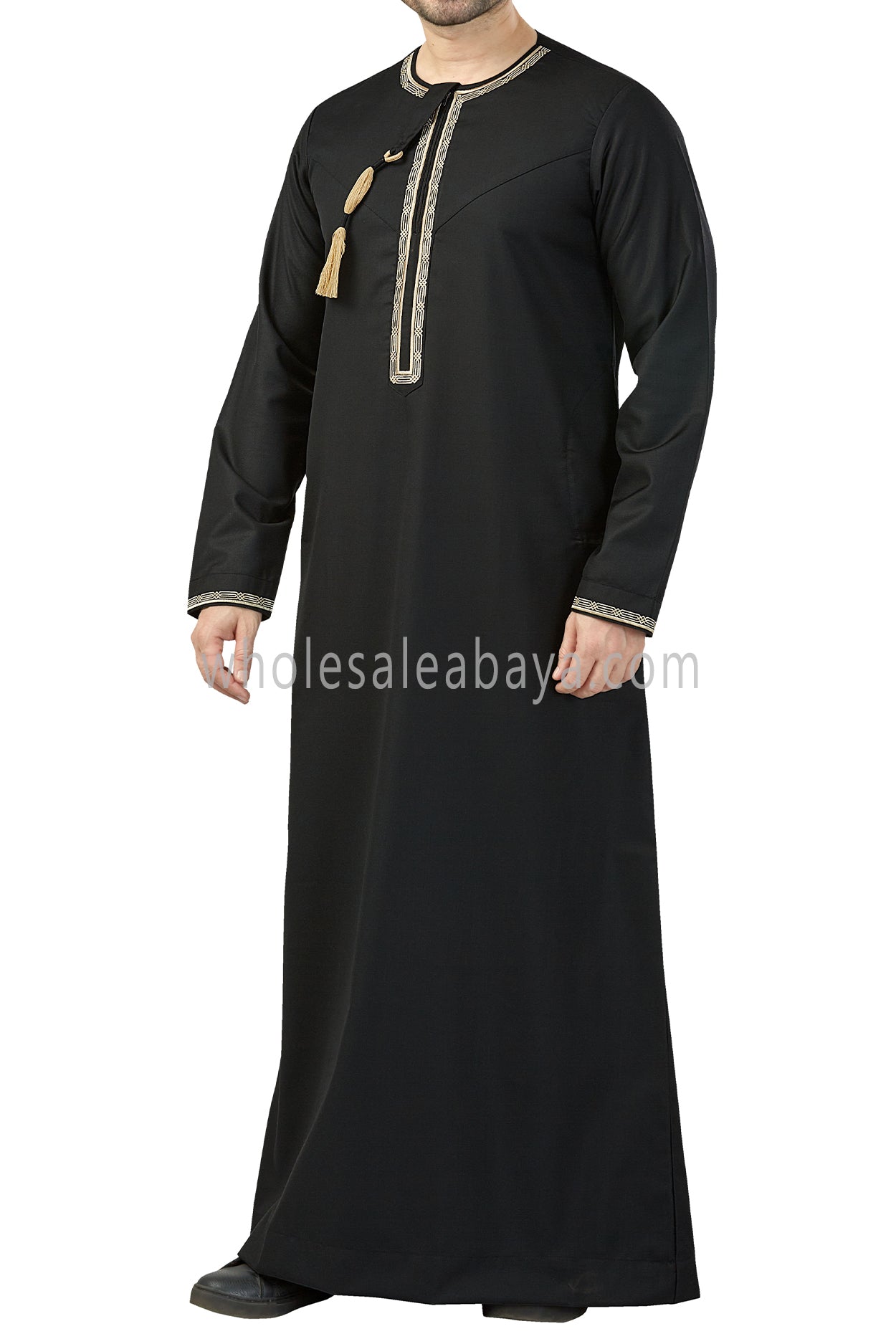 Premium Embroidered Omani Tassel Thoube Navy Black and Gold