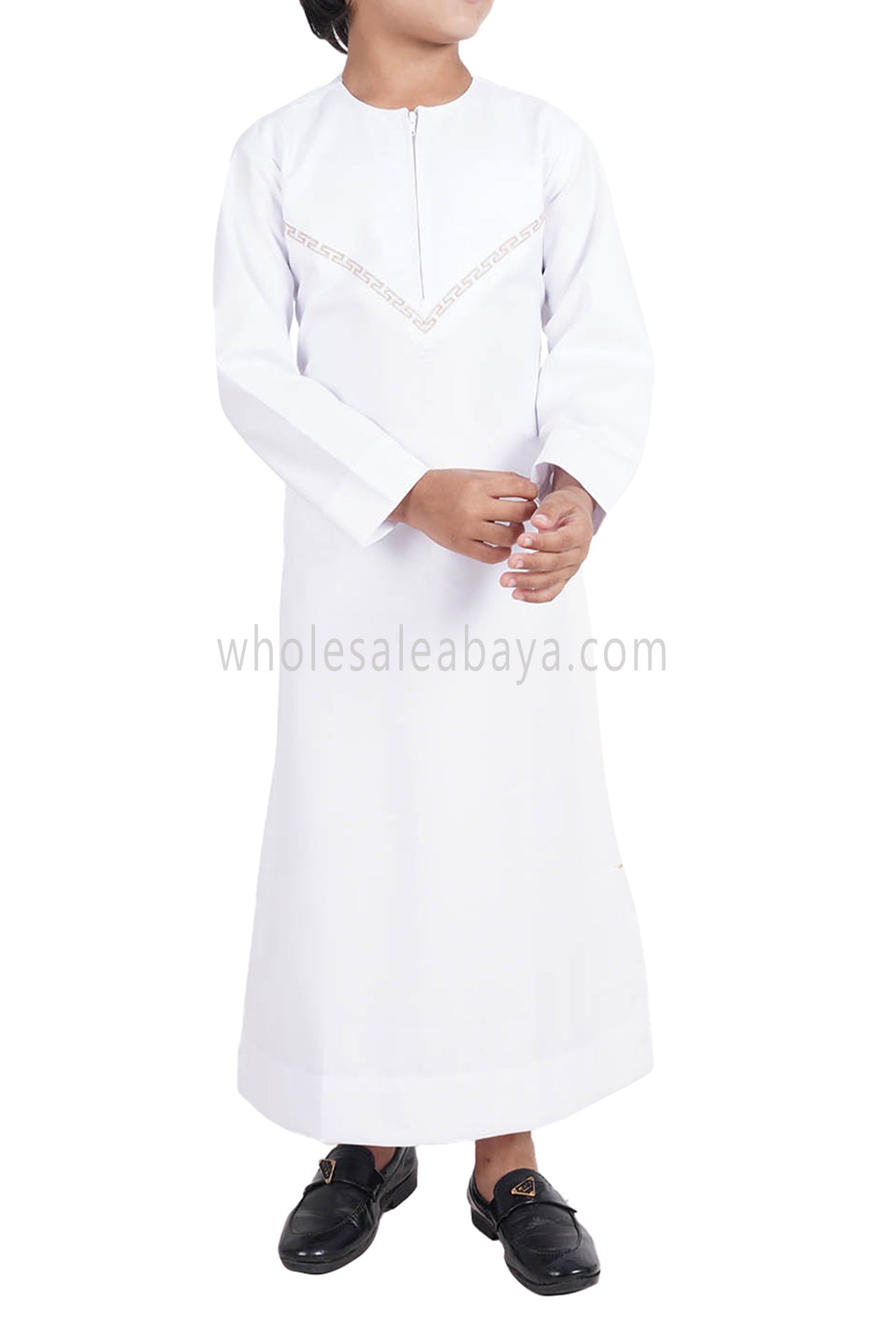 Boy's Premium Omani Thoube with Embroidered "V" Stitching