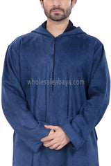 Premium Suede Hooded Thoube Blue