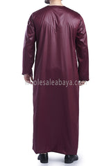 Men's Shiny Omani Thoube with Designer Tassel Burgundy