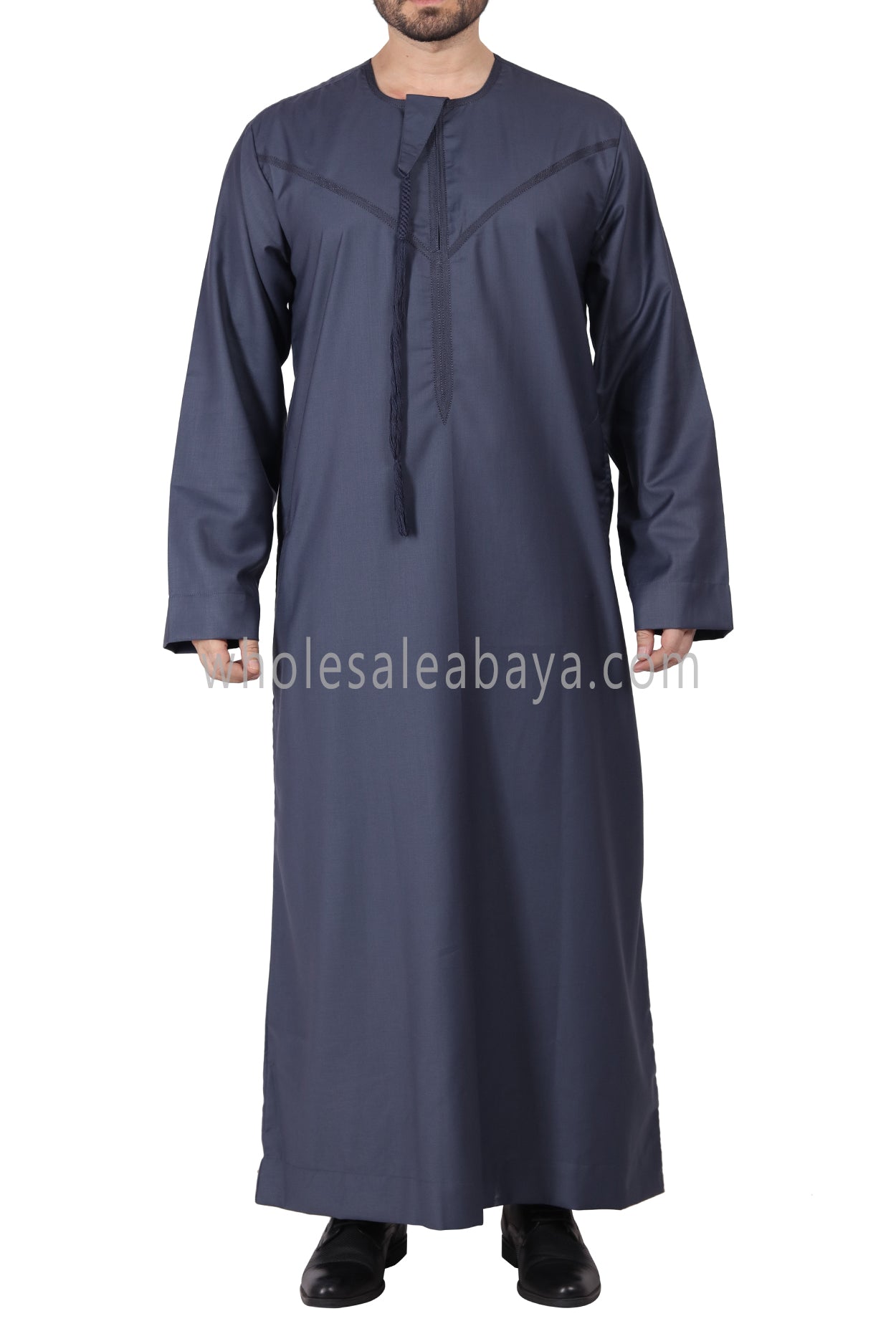 Premium Omani Thoube with Zip and Designer Tassel Charcoal Grey