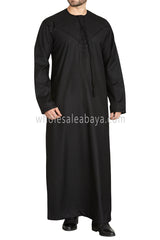 Men's Premium Emirati Thoube  With Buttons & Tassel Black