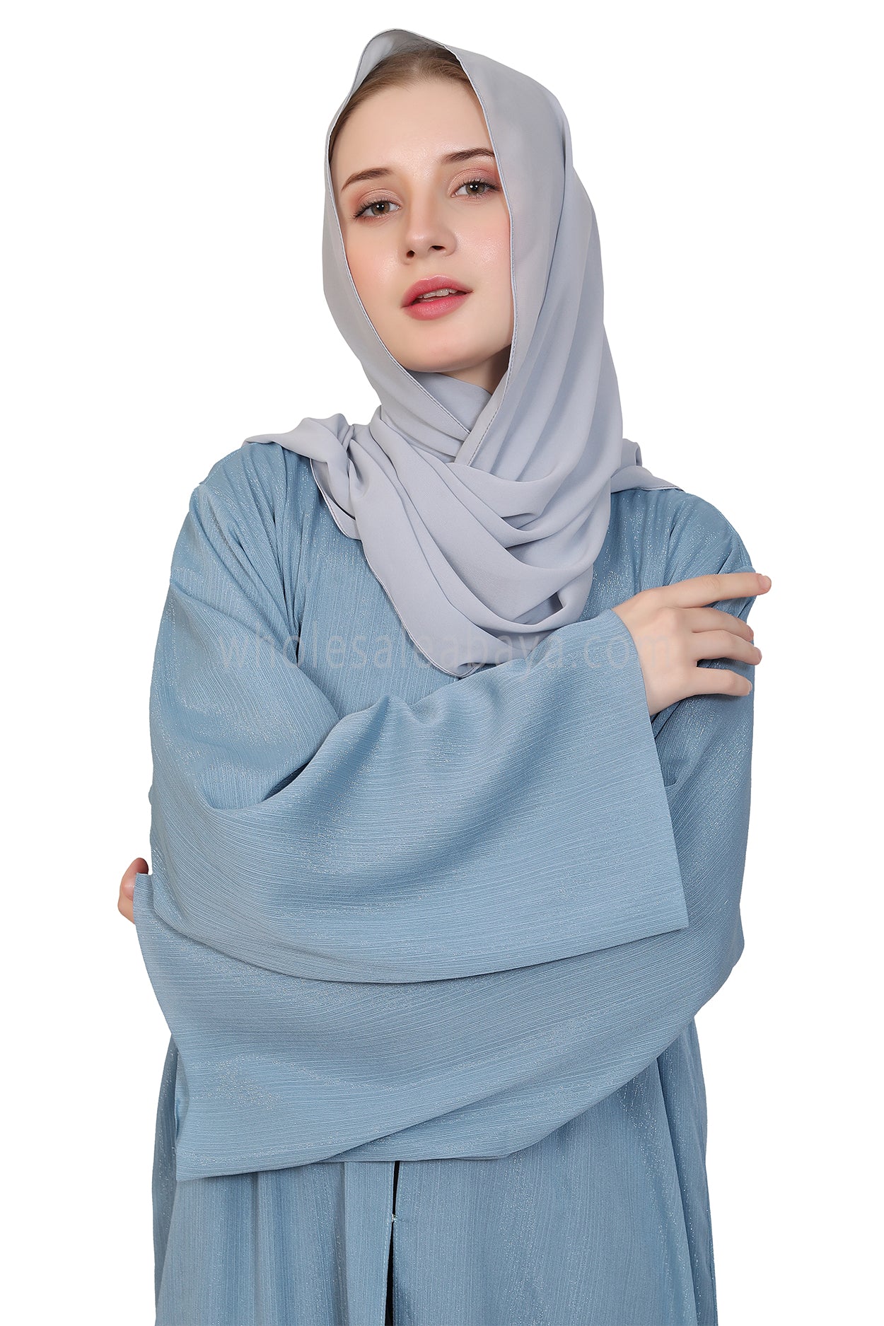 Chiffon Metallic Open Abaya