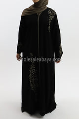 Designer Luxurious Abaya With Golden Embroidery Work 30302