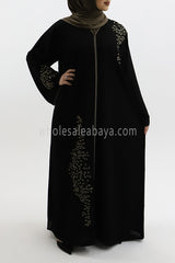 Designer Luxurious Abaya With Golden Embroidery Work 30302