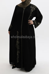 Designer Luxurious Abaya With Golden Embroidery Work 30302