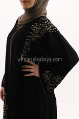 Designer Luxurious Abaya With Golden Embroidery Work 30302