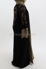 Nida Chiffon Open Abaya With Embroidery Work On Back and Sleeves 30334