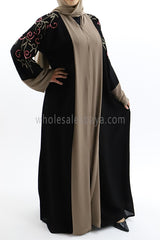 Nida Chiffon Open Abaya With Embroidery Work On Back and Sleeves 30334