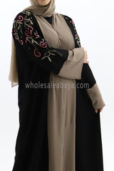 Nida Chiffon Open Abaya With Embroidery Work On Back and Sleeves 30334