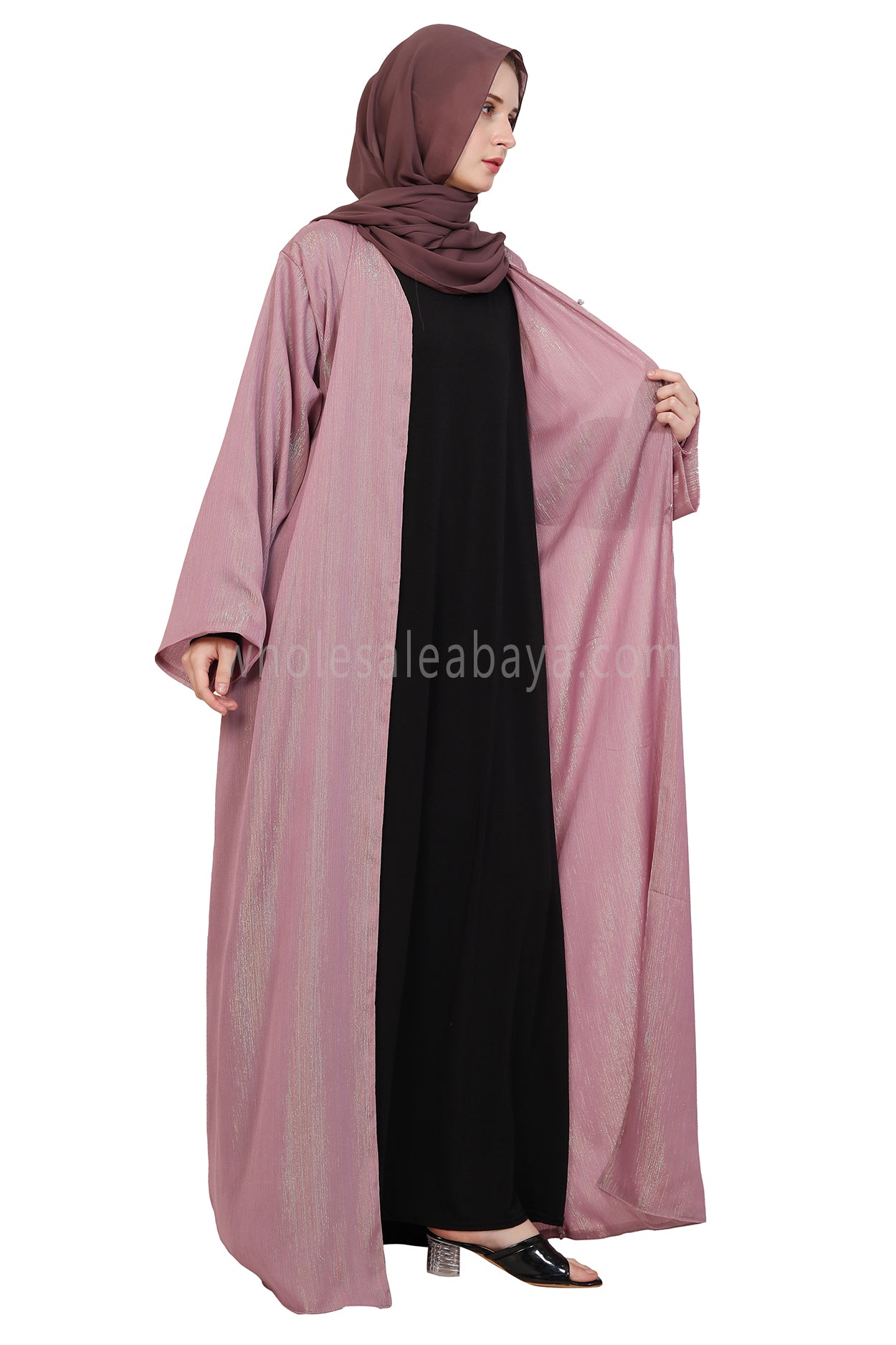 Chiffon Metallic Open Abaya