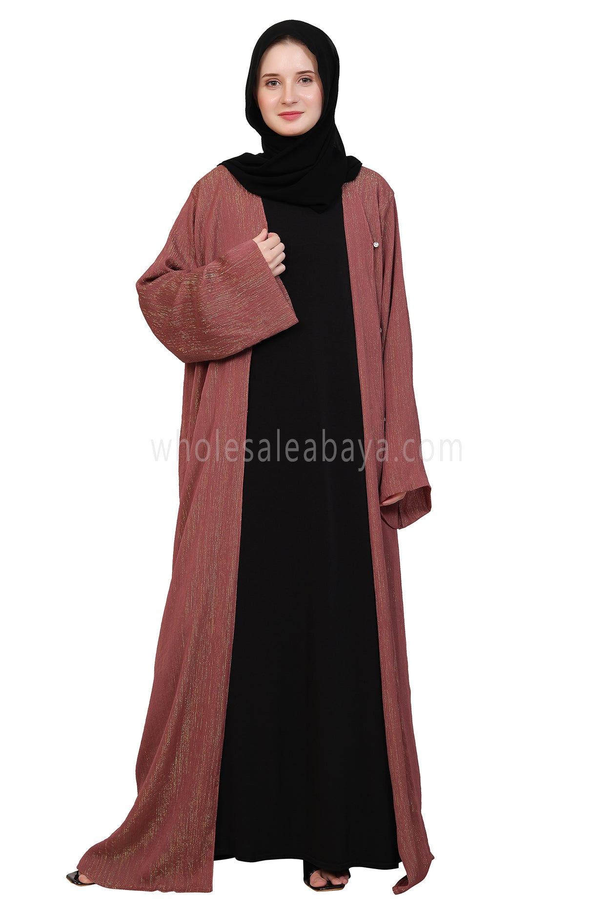 Chiffon Metallic Open Abaya