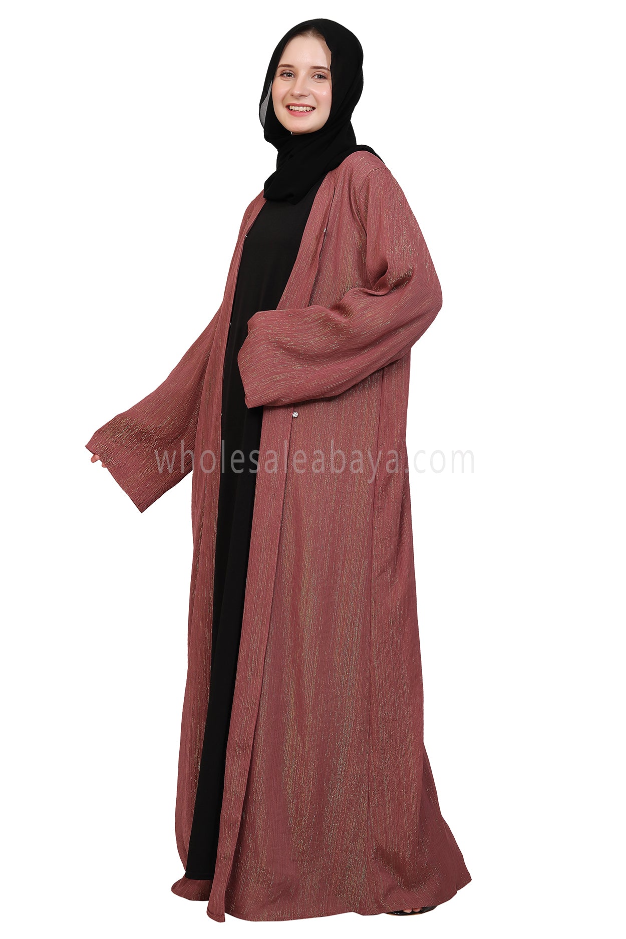 Chiffon Metallic Open Abaya