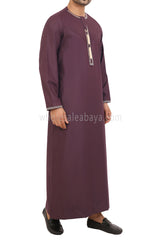 Men's Embroidered Omani Thoube With Tassel 90074 Burgundy