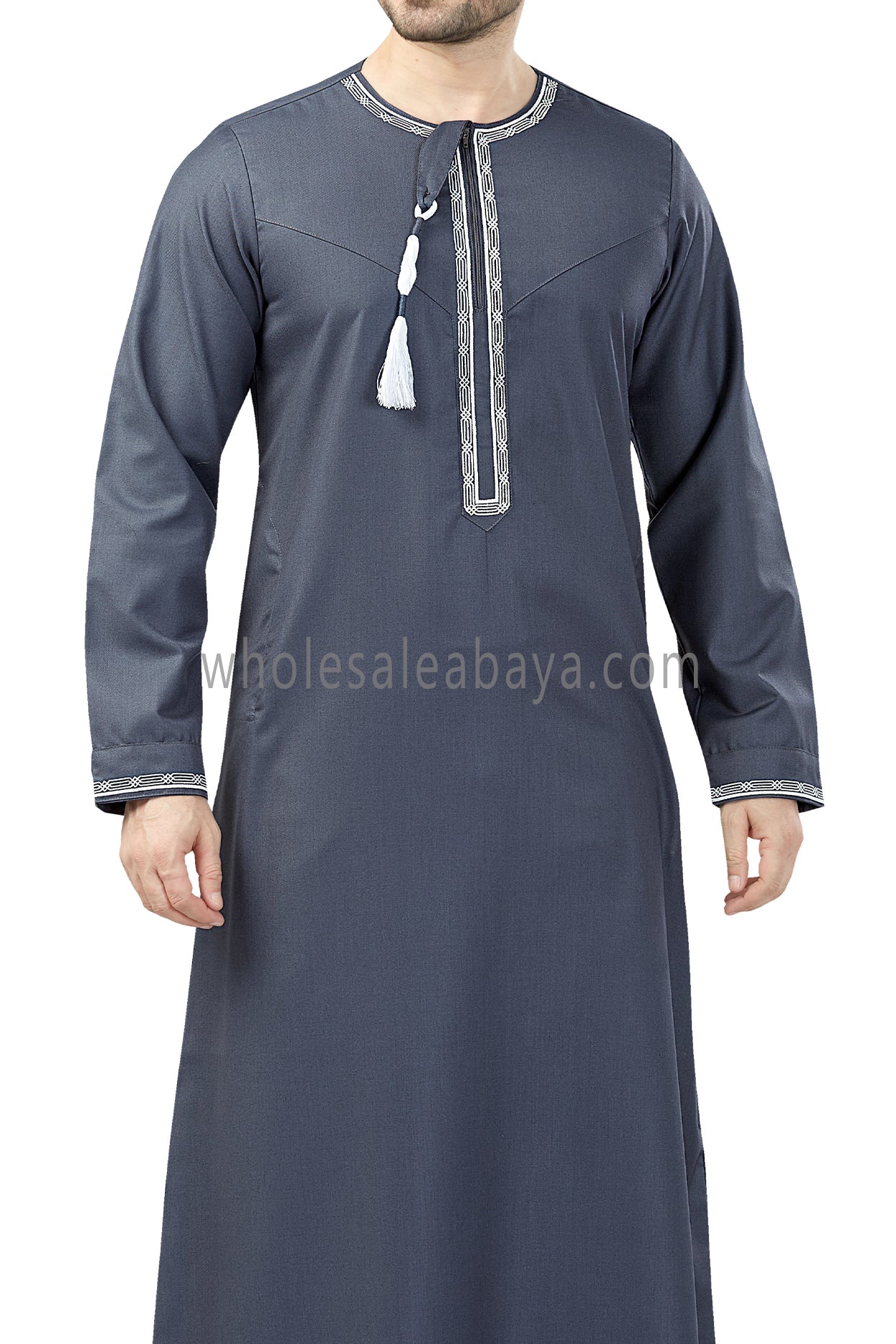 Premium Quality Embroidered Omani Tassel  Blue Grey