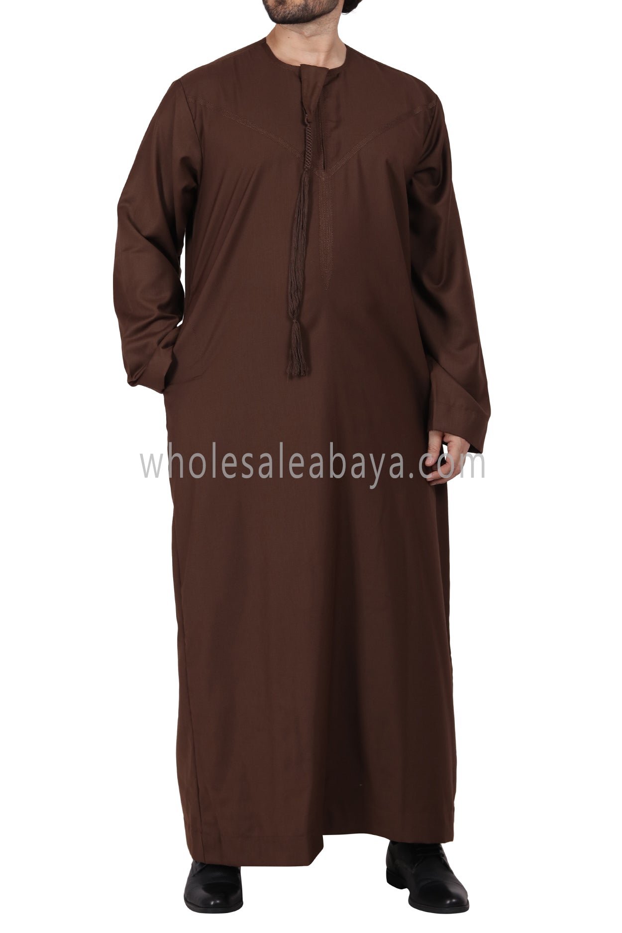 Premium Omani Thoube with Zip and Designer Tassel Brown Colour