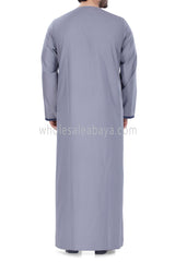 Men's Designer Omani Style  Embroidered and Tassel 90049 Lilac Grey