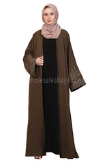 Nida Open Abaya With Embroidered Sleeves