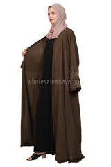 Nida Open Abaya With Embroidered Sleeves