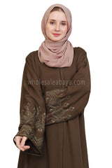 Nida Open Abaya With Embroidered Sleeves