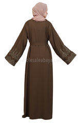 Nida Open Abaya With Embroidered Sleeves