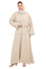 Front Open Nida Abaya With A Single Button 30051 Ivory