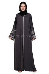 Nida Open Abaya With Embroidered Sleeves
