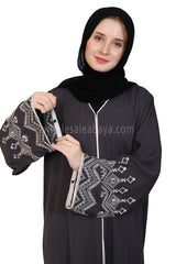 Nida Open Abaya With Embroidered Sleeves