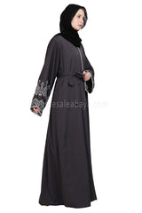 Nida Open Abaya With Embroidered Sleeves