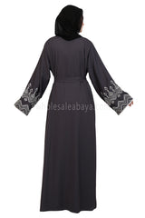 Nida Open Abaya With Embroidered Sleeves