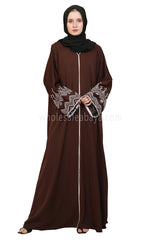Nida Open Abaya With Embroidered Sleeves