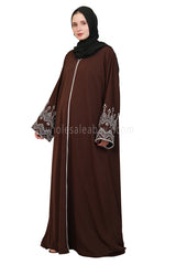 Nida Open Abaya With Embroidered Sleeves