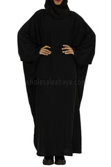 Plain Closed Butterfly Abaya With Inner Belt Black