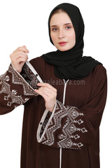 Nida Open Abaya With Embroidered Sleeves