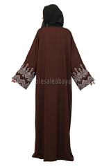 Nida Open Abaya With Embroidered Sleeves