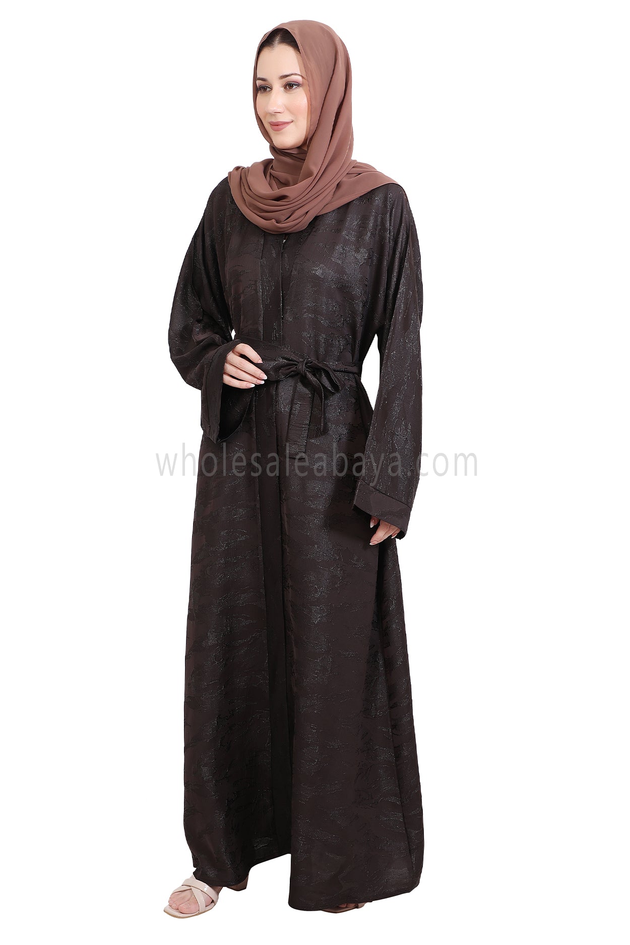 Metallic Jacquard Open Abaya